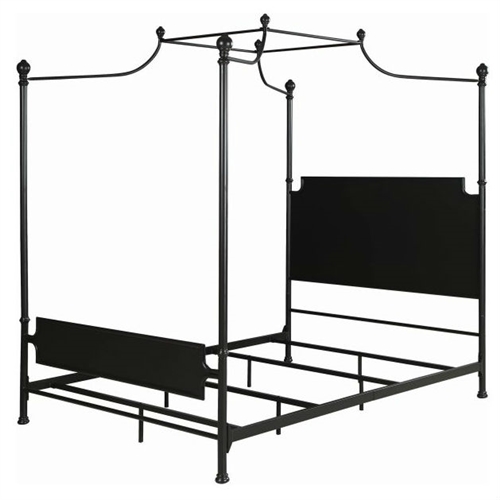 Queen size Dark Bronze Metal Canopy Bed Frame with Headboard and Footboard