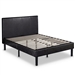 Queen Espresso Faux Leather Platform Bed Frame with Headboard