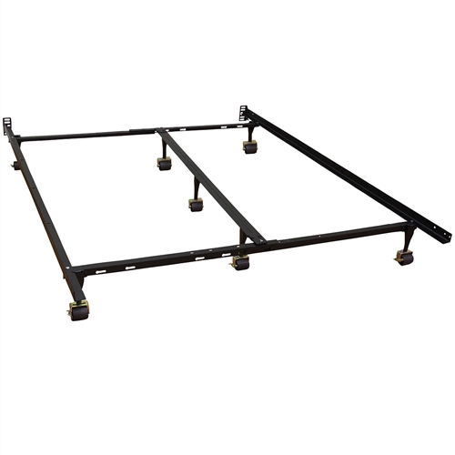 Queen size Heavy Duty 7-Leg Metal Bed Frame with Locking Rug Roller Casters Wheels