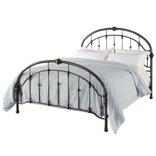 Queen size Metal Bed in Antique Bronze Pewter Finish with Headboard and Footboard