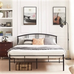 Queen size Black Metal Platform Bed Frame with Arched Headboard