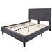 Queen size Dark Gray Fabric Upholstered Platform Bed Frame with Headboard