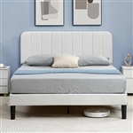 Queen size White Upholstered Platform Bed Frame with Headboard