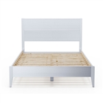 Queen Size Rustic White Mid Century Slatted Platform Bed
