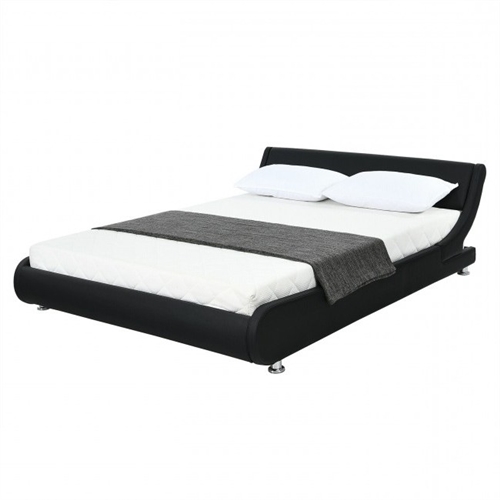 Queen Modern Faux Leather Upholstered Platform Bed Frame Black