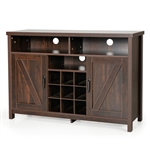 Rustic Espresso Detachable 9 Bottle Wine Rack Kitchen Buffet Storage Cabinet