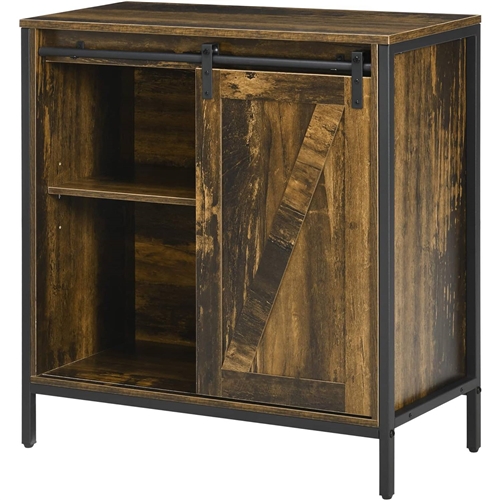 Farmhouse Buffet Cabinet Sideboard with Sliding Door in Rustic Brown Wood Finish