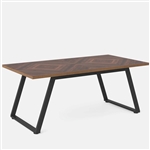 Modern Farmhouse 63-inch Rectangle Dining Table Brown Wood Top Black Metal Frame