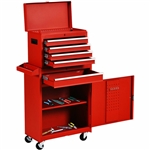 Red Heavy Duty Steel Lockable Rolling Garage Tool Chest Storage Box