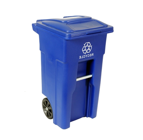 32 Gallon Blue Commercial Heavy-Duty Rollout Recycler Container
