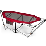 Red Portable Camping Foldable Hammock with Stand Carry Case