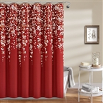 72-inch Red White Floral Flowers Shower Curtain
