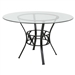 Round 48-inch Clear Glass Dining Table with Black Metal Frame