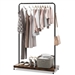 Industrial Style Heavy Duty Metal Pipe Clothes Garment Rack with Bottom Shelf