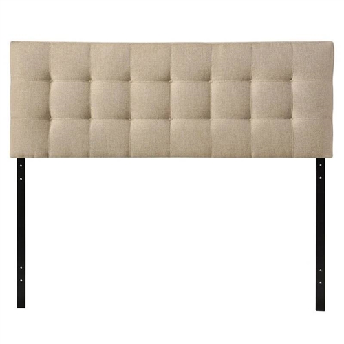 Queen size Modern Beige Tan Taupe Fabric Tufted Upholstered Headboard