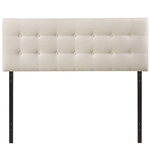 Queen size Modern Ivory Fabric Upholstered Button Tufted Headboard