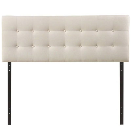 Queen size Modern Ivory Fabric Upholstered Button Tufted Headboard