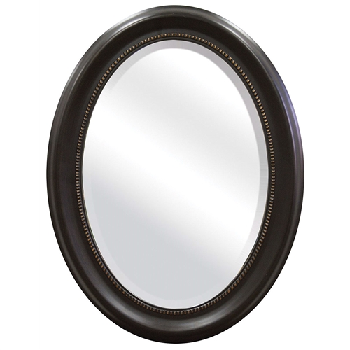 Round Oval Bathroom Wall Mirror with Beveled Edge and Bronze Frame