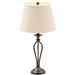 Traditional Bronze Metal Finish Table Lamp with Beige Linen Shade