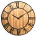 Round Wood 30-inch Roman Numeral Silent Wall Clock