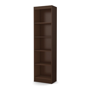 5-Shelf Narrow Bookcase in Chocolate Brown Finish