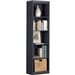 Narrow 5-Shelf Bookcase Slim Storage Shelving Unit Dark Blue Black Wood Finish