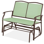 2 Seater Mesh Patio Loveseat Swing Glider Rocker with Armrests in Sage