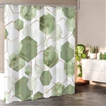 72"W x 84"H Abstract Green White Geometric Polyester Shower Curtain