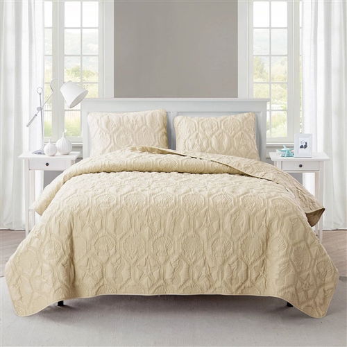 King size Coastal Beach Starfish Seashells Sea Horse Sand Tan 3-Piece Quilt Set