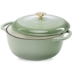 6 Quart Large Sage Enamel Cast-Iron Dutch Oven Kitchen Cookware