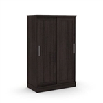 FarmHouse Espresso Oak Sliding Doors Garment Rod Wardrobe Armoire