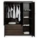 Espresso Wood Finish Bedroom Wardrobe Armoire Cabinet Closet