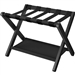 Sturdy Bamboo Luggage Rack in Black Wood Finish with Lower Storage Shelf