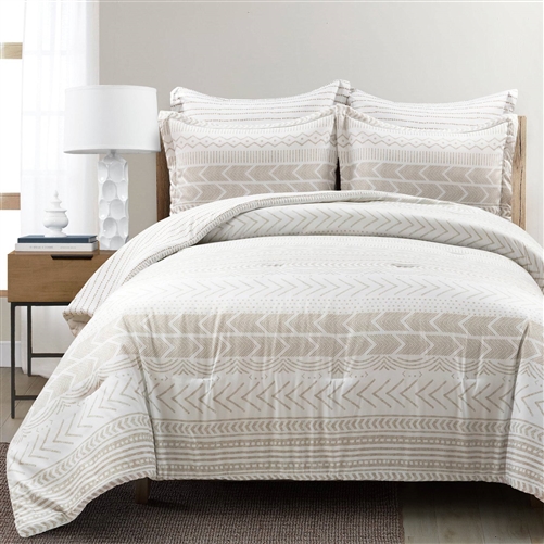 Full/Queen Scandinavian 5 Piece Lightweight Comforter Set Beige