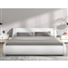 King Modern White Faux Leather Upholstered Platform Bed Frame with Headboard