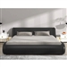 King Modern Black Faux Leather Upholstered Platform Bed Frame with Headboard