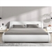 Queen Modern White Faux Leather Upholstered Platform Bed Frame with Headboard