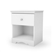 Eco-Friendly White Nightstand with Drawer and Open Shelf