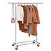 Heavy Duty Chrome Plated Silver Metal Garment Rack Clothes Hanging Bar on Wheels