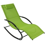 Modern Green Rocking Chair Chaise Patio Lounger with Pillow
