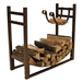 Bronze Metal Indoor/Outdoor Firewood Log Rack with Removeable Kindle Holder