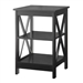 Black Wood X-Design End Table Nightstand with 3 Open Shelves