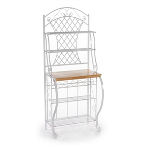 White Metal Bakers Rack with 5 Shelves for Kitchen or Pantry