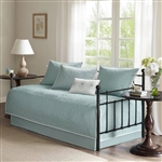 6-Piece Farmhouse Quilted Seafoam Blue Green Teal Reversible Daybed Cover Set