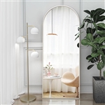Silver 64-inch Arched Floor Mirror with Stand and Wall Hanging Screws