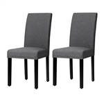 Set of 2 Grey Linen Upholstered Nailhead Dining Chair - 330 lbs. Weight Capacity