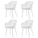 Set of 4 Modern Mid-Century White Mesh Dining Chair with Ergonomic Backrest