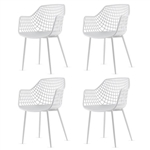 Set of 4 Modern Mid-Century White Mesh Dining Chair with Ergonomic Backrest