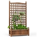 Solid Wood Farmhouse Garden Planter Box with 48-inch High Trellis