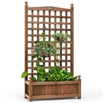 Solid Wood Farmhouse Garden Planter Box with 48-inch High Trellis